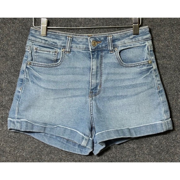American Eagle Outfitters Pants - American Eagle Womens 0 Mom Shorts Blue Denim Stretch Cuffed High Rise